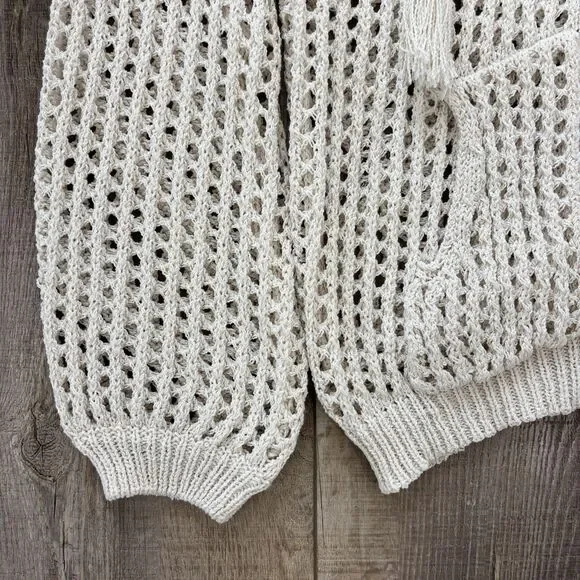 Pol Womens Crochet Open Knit Sweater Size M Rainbow Beachy Boho Travel Vacation - Picture 4 of 13